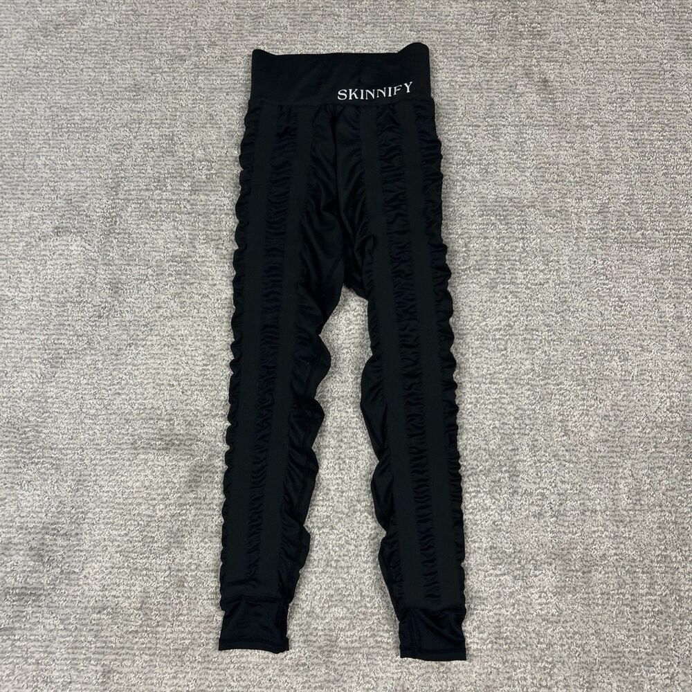 Skinnify Resistance Band Booty Leggings Womens XS 4 Bands Black Stretch